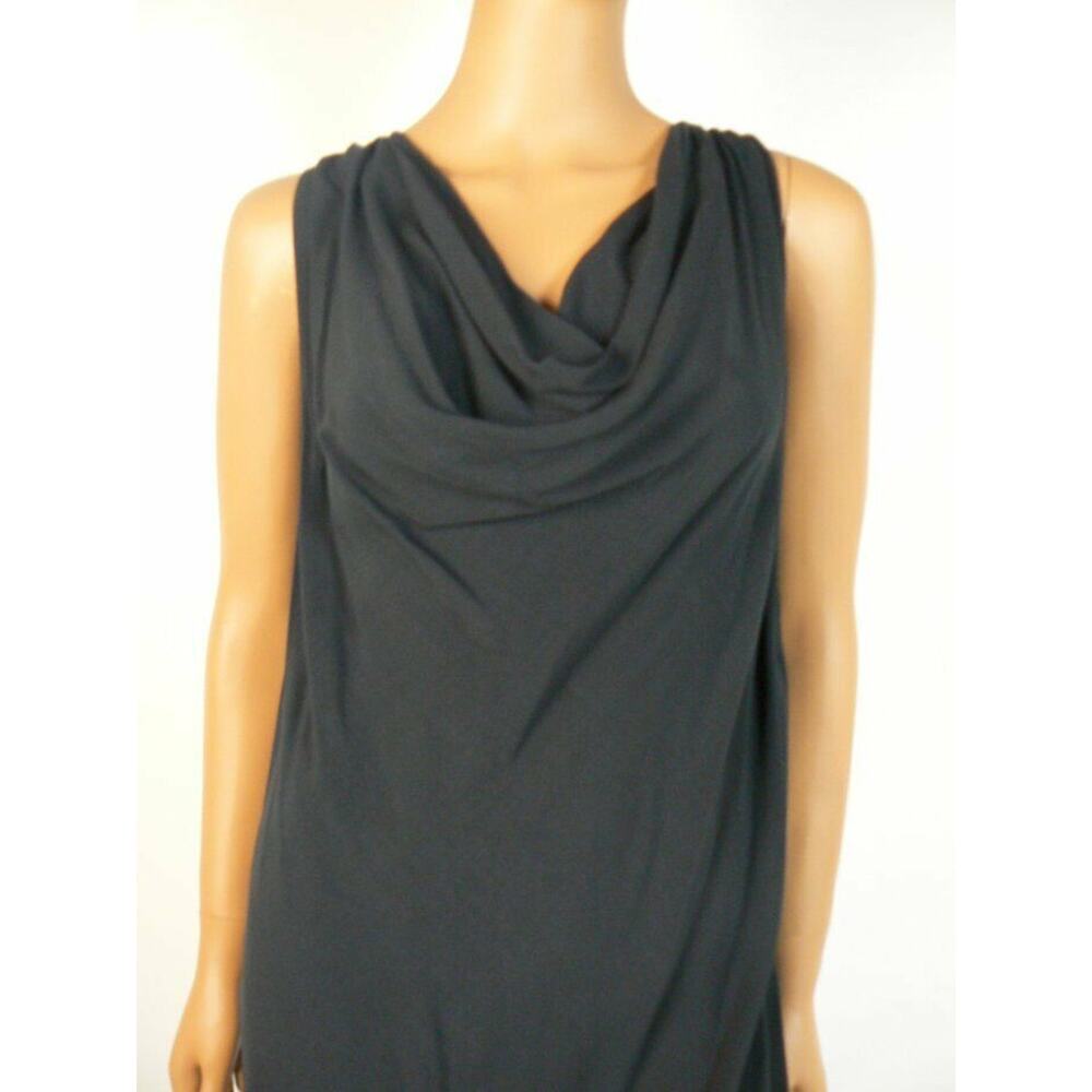 $158 Michael Stars Navy Blue Cowl Neck Keyhole Rounded Hem Shift Dress XS NEW - Picture 2 of 7